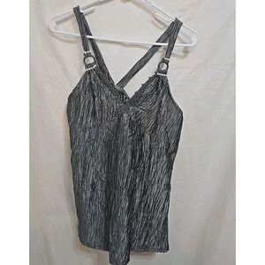 My Pretty Angel Crinkled/crushed Texture Tank Top Womens Sz M Gray Gemstones 90s